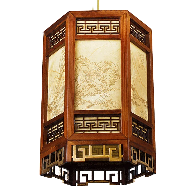 Chinese style solid wood palace lamp, antique sheepskin lantern lamp, advertising, lighting,