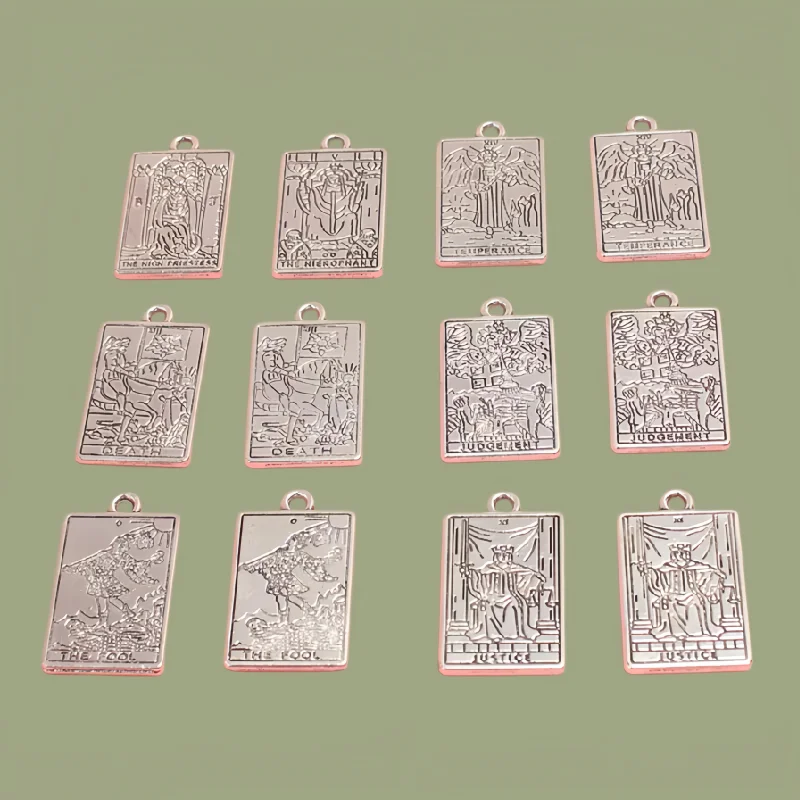

12pcs Mixed Silver Plated Witch Divination Tarot Card Alloy Pendant DIY Charms Necklace Bracelet Jewelry Crafts Making A2316