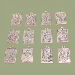 12pcs Mixed Silver Plated Witch Divination Tarot Card Alloy Pendant DIY Charms Necklace Bracelet Jewelry Crafts Making A2316