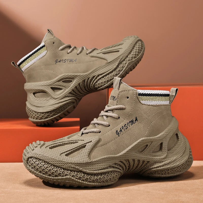 

Весенне-осенние новые кожаные ботинки, мужские уличные походные ботинки на толстой подошве, модная многофункциональная защитная рабочая обувь