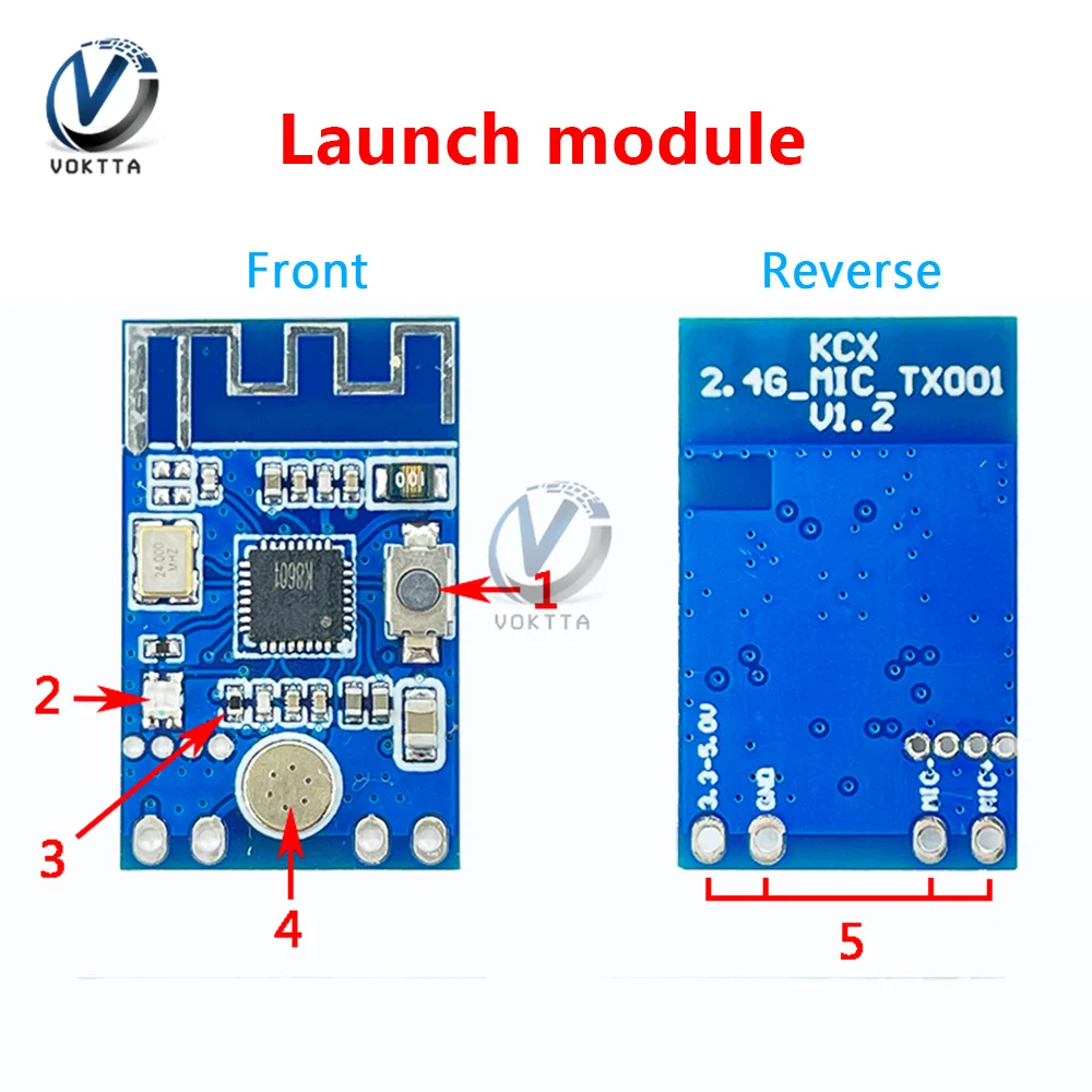 2.4G Wireless Microphone Audio Signal Transceiver Module Board Stereo Audio Voice Transceiver Transmission Circuit Board Module