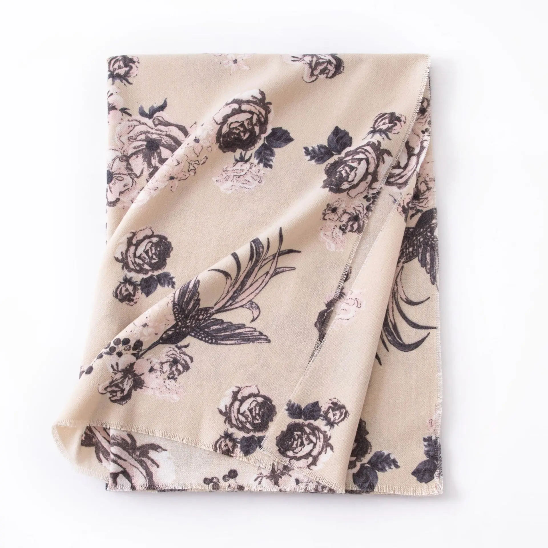 الخريف والشتاء روز طباعة تقليد الكشمير شرابة شال، الأوروبية والأمريكية الجديدة التنقل الدافئة الفاخرة المرأة وشاح