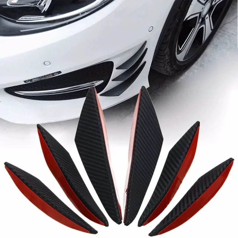 6PCS Universal Rubber Car Front Bumper Lip Protector Rear Diffuser Carbon Fiber Spoiler Splitter Wing Protection Guard Stickers
