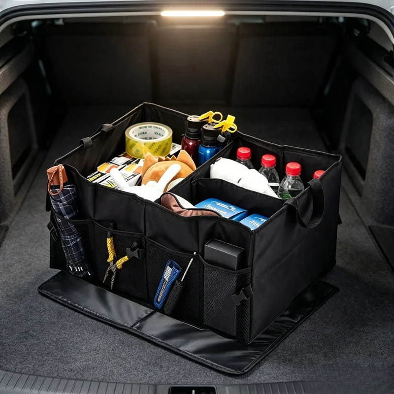 Image of Auto-Reserve-Aufbewahrungsbox, faltbar, große Kapazität, Multifunktionaler Organizer für Auto und Camping