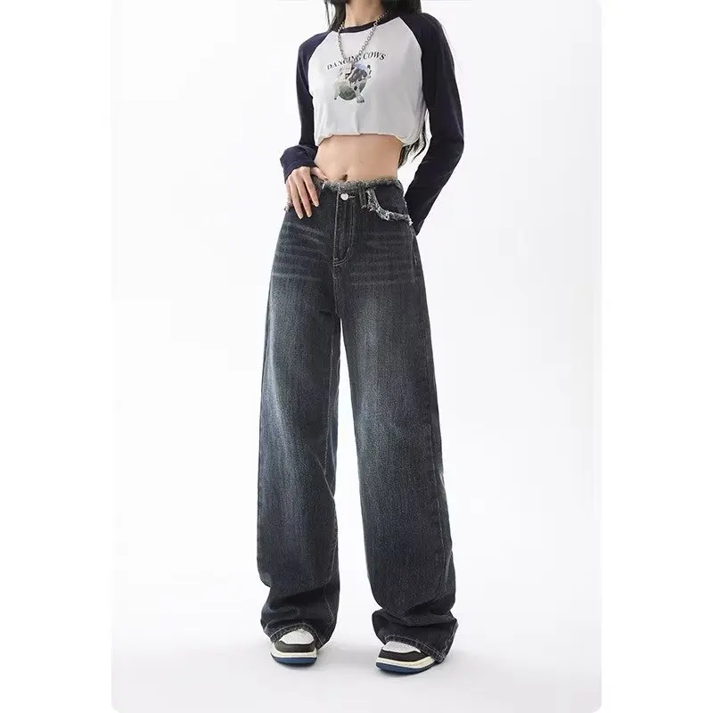 Women pants Wide Leg Jeans High Waist Wide Leg Baggy Wide Leg Jeans Straight Leg Dragging Baggy Fashion Basic Simple