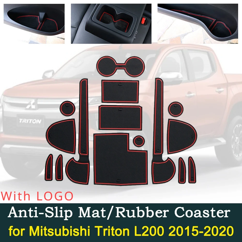 Anti-slip Door Rubber Cup Mat for Mitsubishi L200 Triton Strada Strakar Barbarian Fiat Fullback RAM 1200 2015~2020 Accessories