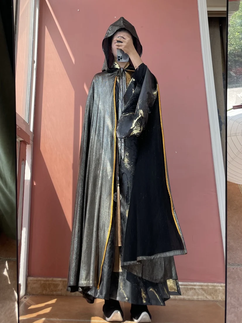 2022 Hanfu Cloak Chinese Traditional Hanfu Halloween Party Clothing Woman Men Adult Long Hero Witchcraft Robe Hood Cloak Cosplay