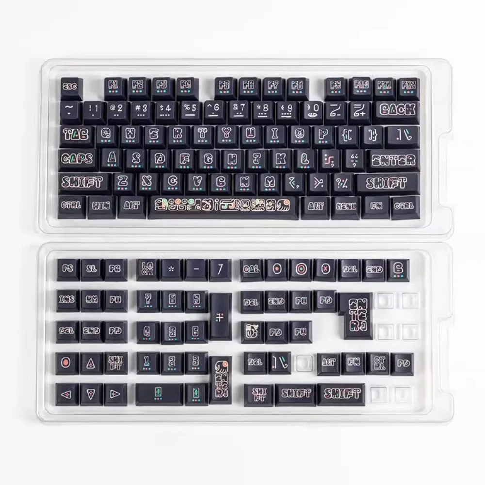 PIIFOX 《Culture》 PBT Maya Cherry Profile Keycaps 130 Keys Keyboard 5 Side Thermal Sublimation Customized Parts Cross Hole DIY