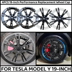 4PCS for Tesla Model Y 19 Inch Hubcap Car Replacement Performance Automobile Wheel Cover Full Rim Caps Accessories 2018-2024