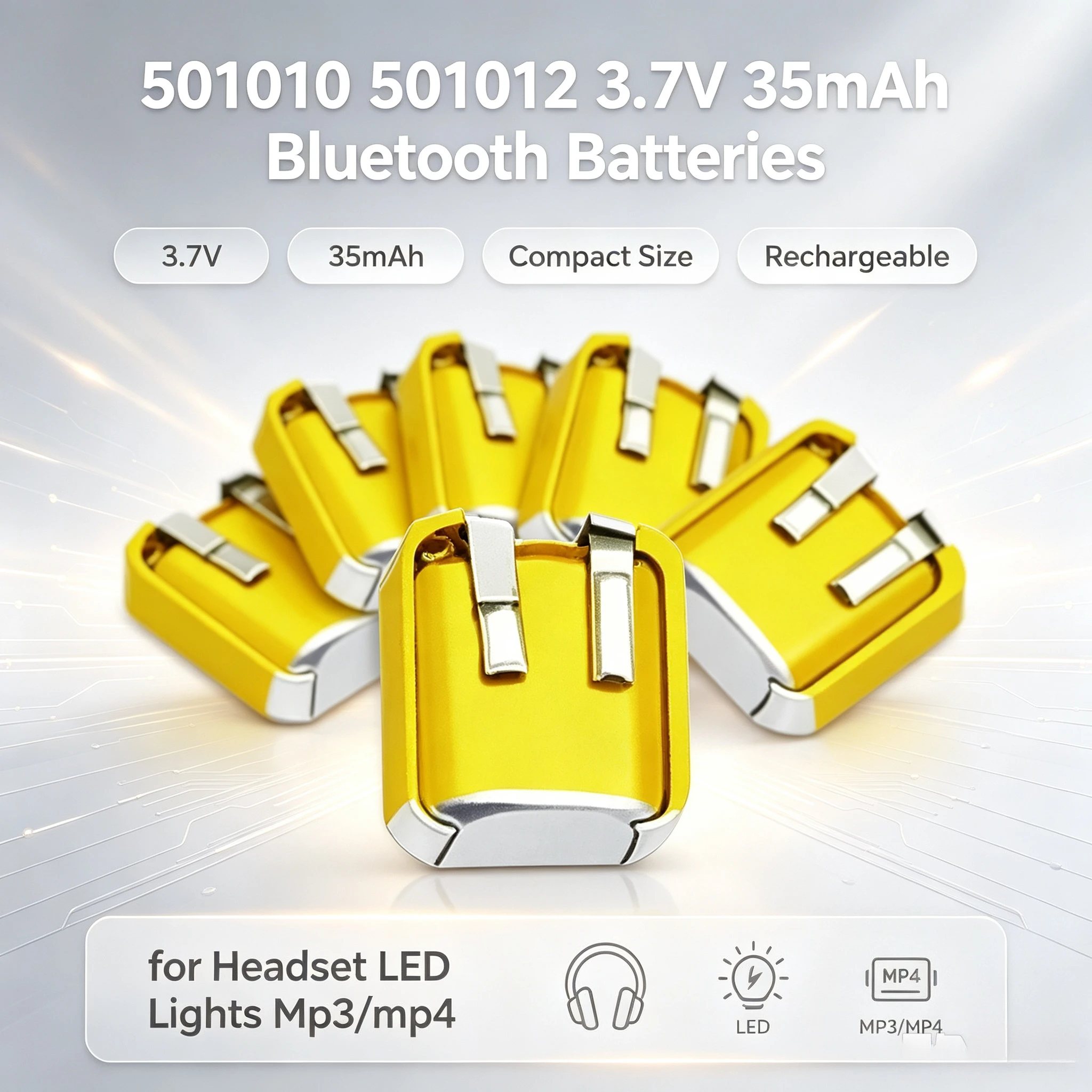 5-100pcs 501010 501012 3.7V 35mAh Bluetooth Batteries Lipo Rechargeable Polymer Lithium Batteries for Headset LED Lights Mp3/mp4