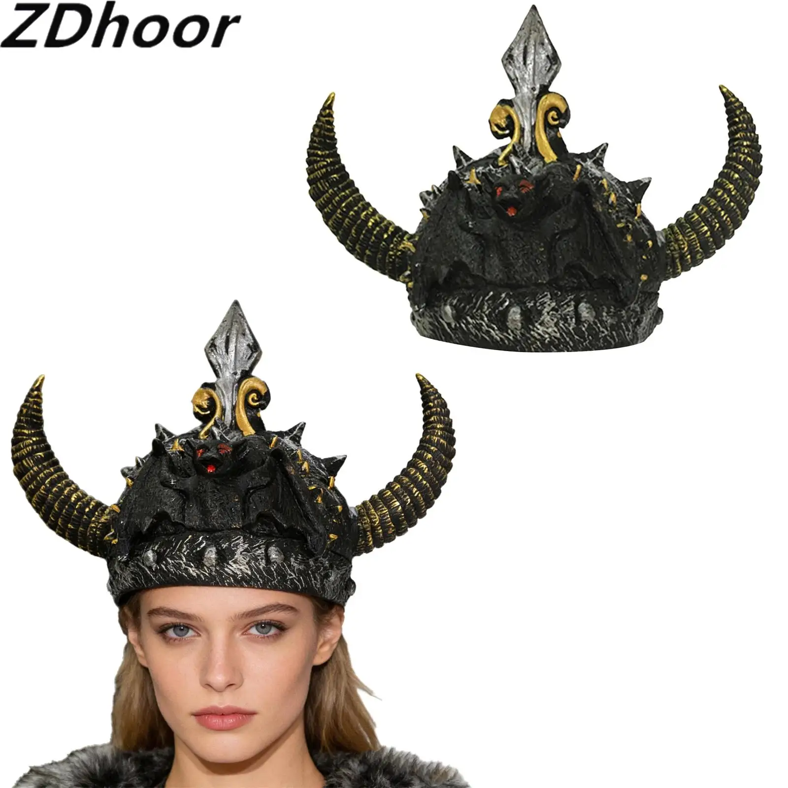 

Medieval Viking Cosplay Helmet with Horns Ancient Warrior Battle Helmet Viking Costume Headgear Halloween Cosplay