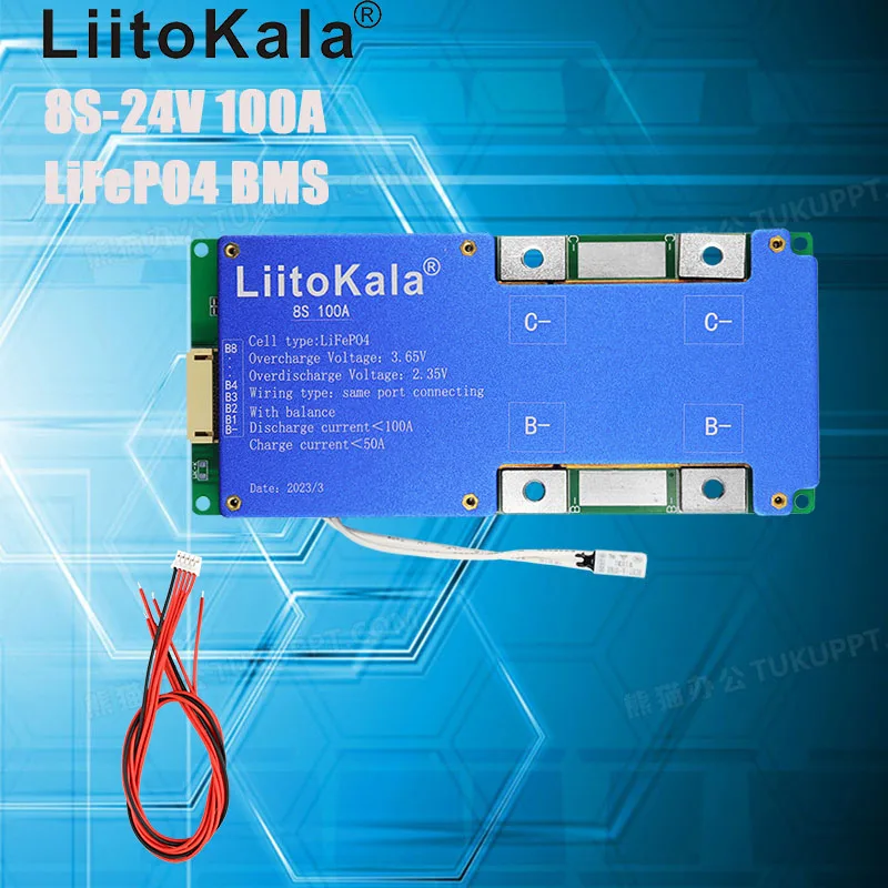 

LiitoKala 8S 24V 100A LiFePO4 Battery Balance Charge Board Equalizer NTC Temperature Protection Equalizador For Escooter/Ebike