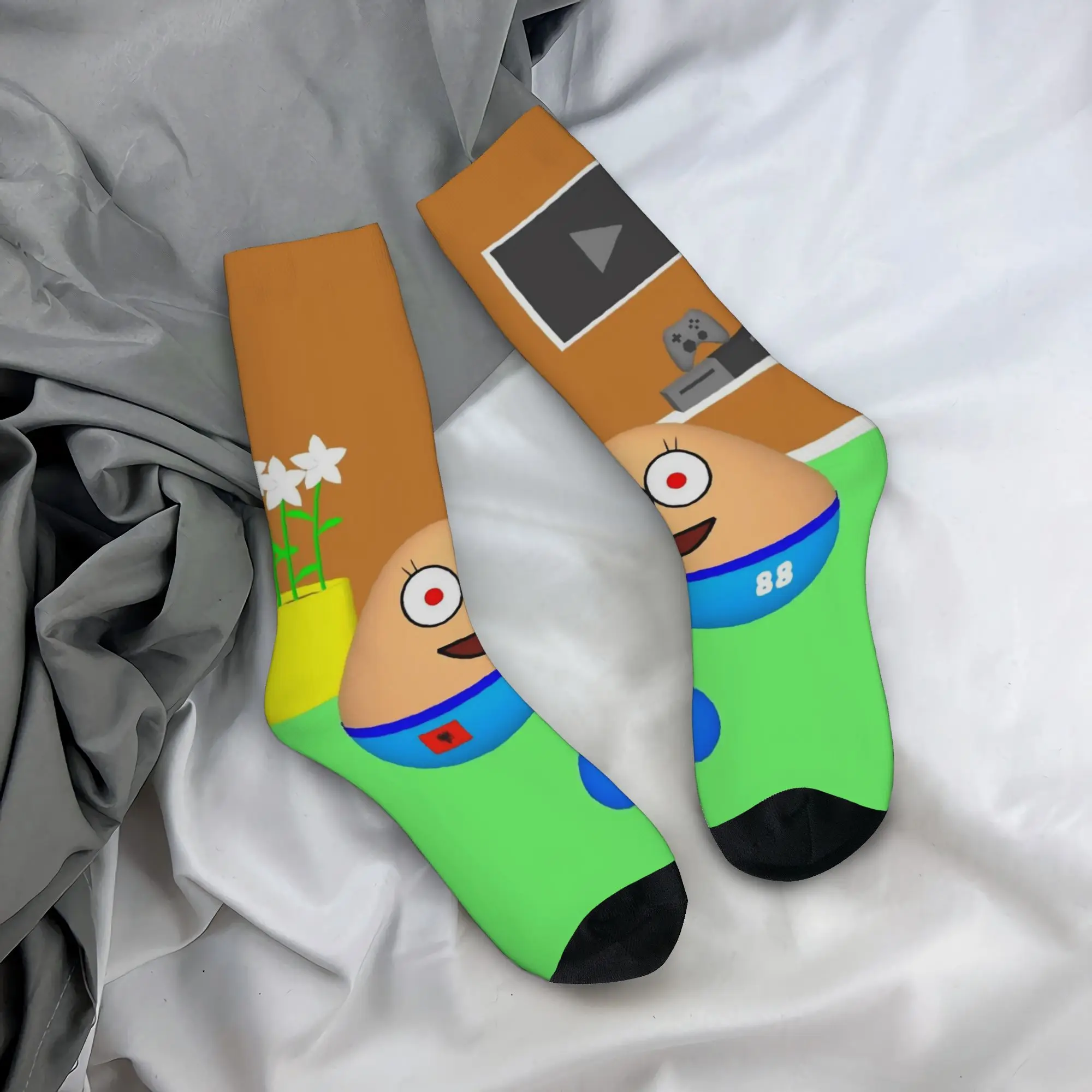 My Pet Alien Pou Design Theme Crew Socks Merchandise for Unisex Non-slip Stockings