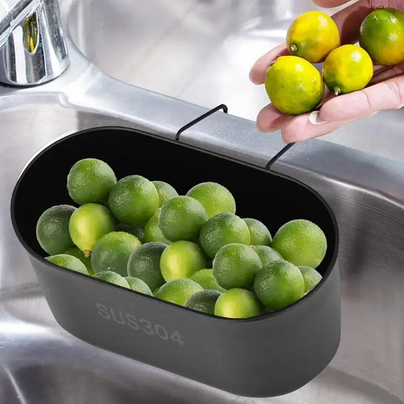 Draining Basket For Kitchen Sink Metal Corner Sink Strainer Colander Kitchen Sink Accessories No Drilling Hangable Sink Strainer