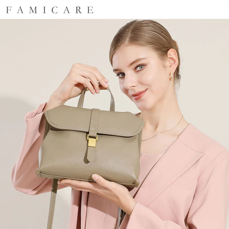 

Women's Casual Retro Flip Over Mailman Crossbody Shoulder Bag Ladies Popular Fashion Commuting Versatile Genuine Leather Handbag