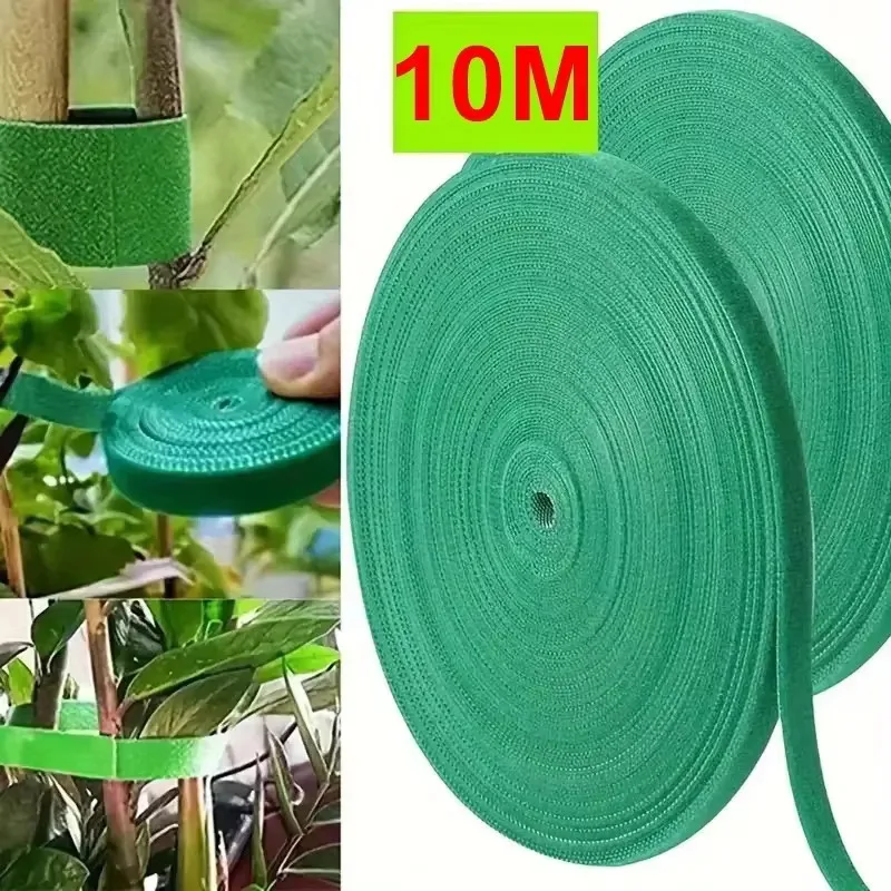 10m Reusable Nylon Plant Ties Green Garden Plant Bandage Cable Ties Self Adhesive Plant Fastener Tape for Plants Garden Home