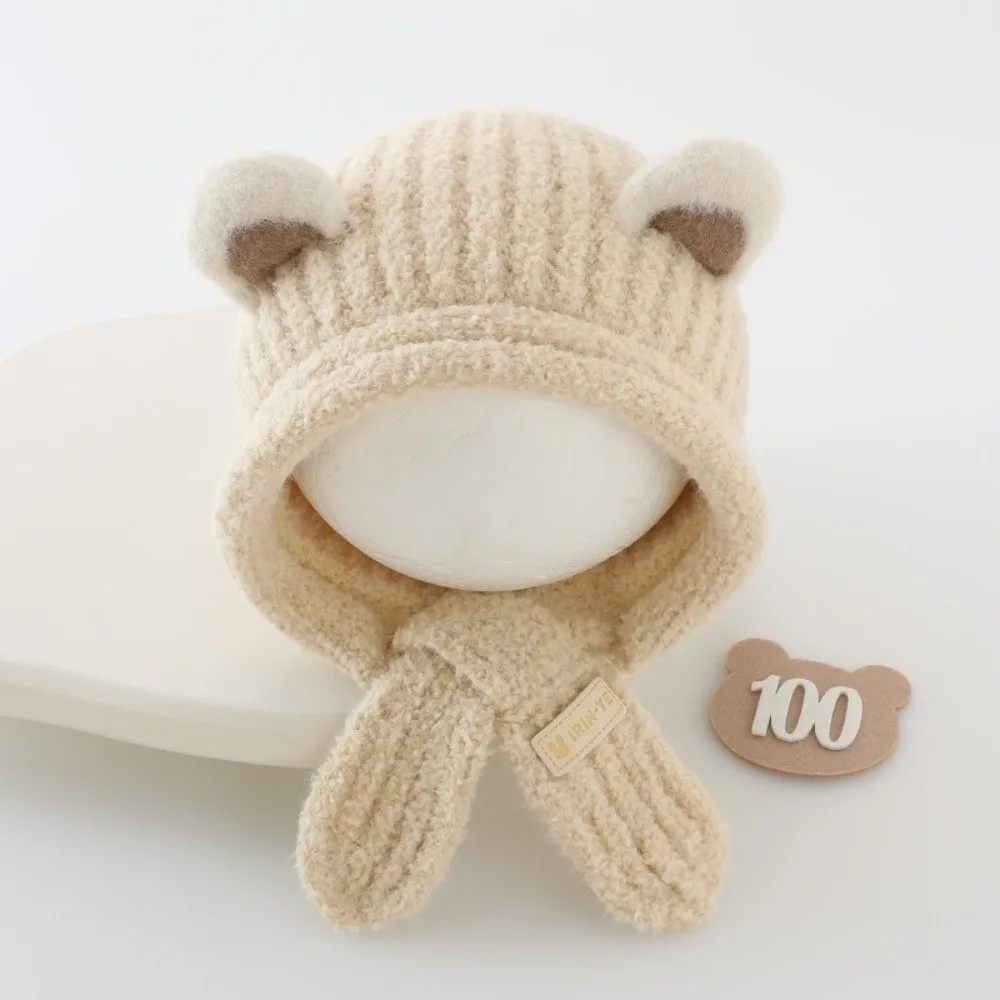 

Новая интегрированная шапка с милыми ушками, комплект шарфов, теплая утеплитель для шеи, холодостойкая вязаная шапка для защиты ушей, От 0 до 2 лет