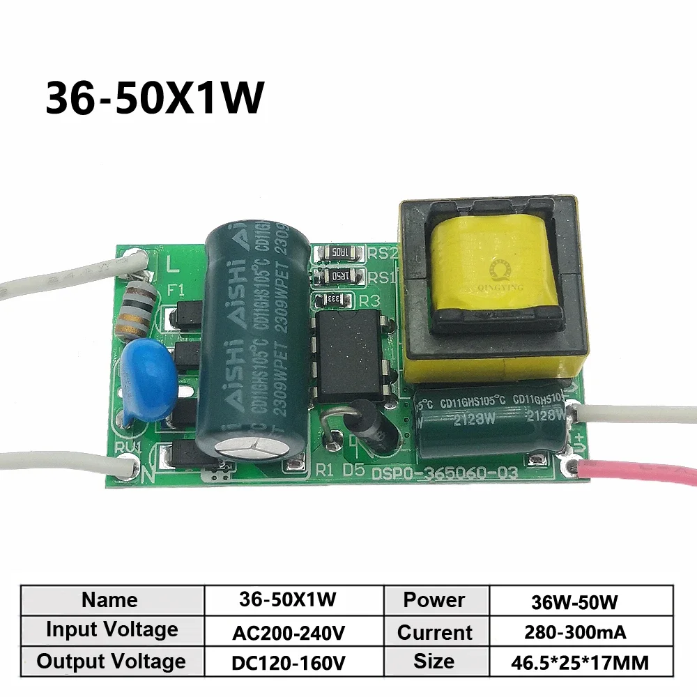 سائق LED 300mA 1 واط 3 واط 5 واط 7 واط 12 واط 18 واط 20 واط 25 واط 36 واط 50 واط AC220V ل المصابيح امدادات الطاقة الإضاءة المحولات ل LED أضواء الطاقة