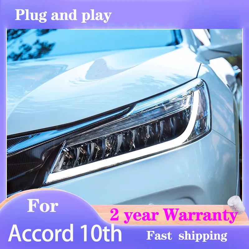 

Стайлинг автомобиля для Honda Accord 10th фары 2016 2017, фары Accord, DRL, указатель поворота, ближний свет, линза проектора