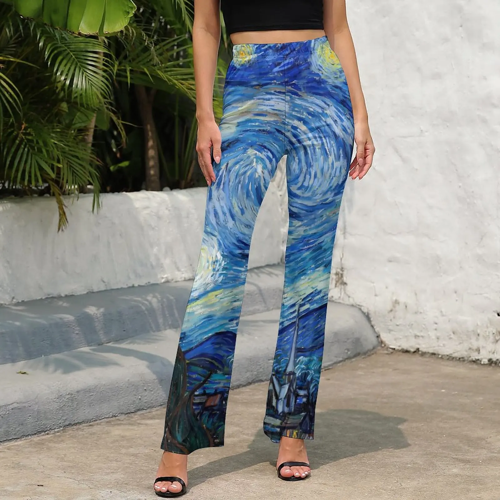 Van Gogh Oil Painting Pants Starry Night Sexy Flare Trousers Summer Women Graphic Streetwear Slim Pants