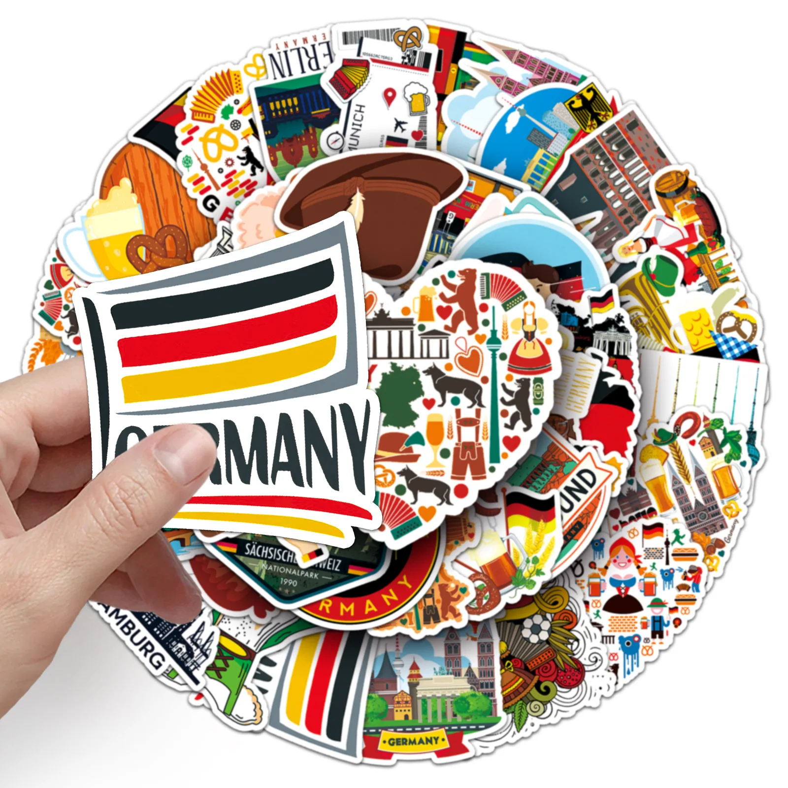 50Pcs German Style Series Graffiti Stickers Suitable for Laptop Helmets Desktop Decoration DIY Stickers Toys Wholesale