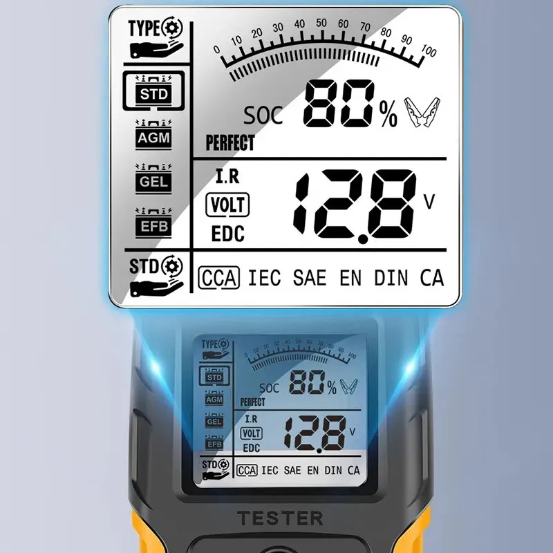 Car Motorcycle Battery Tester 12V 24V Battery System Analyzer SOH SOC CCA IR Measurement for Car Truck