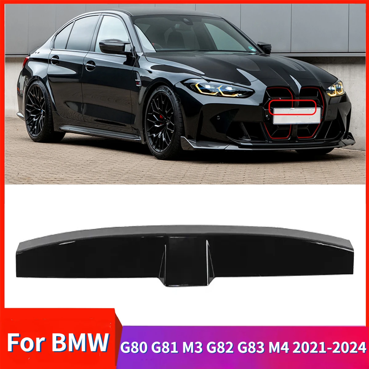 

Car Front Bumper Lower Crash Foam Cover Trim Grille for BMW G80 G81 M3 G82 G83 M4 2021-2024 Accessories Body Kits Glossy Black