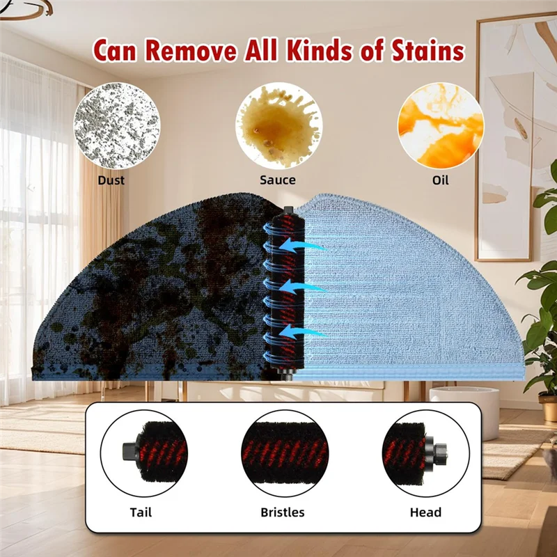 ABUD-Set Aksesori untuk Penyedot Debu Robot Roborock S7 Maxv Ultra S7 Pro Ultra, Sikat Utama, Filter, Bantalan Pel