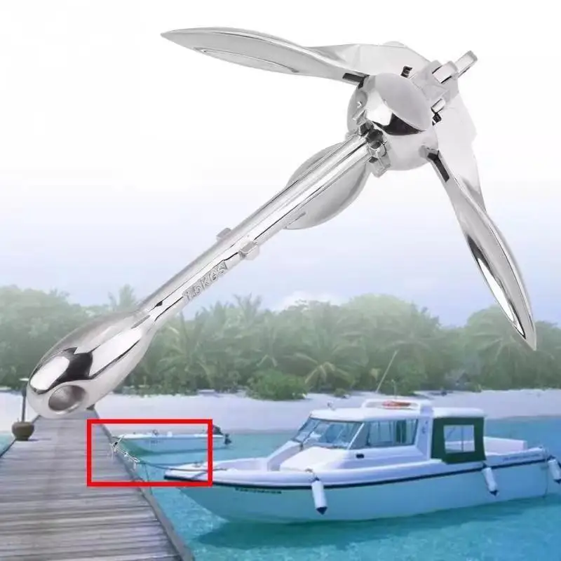0.7kg SS316 Marine stal nierdzewna trwała dokowanie sprzętu łódź składana kotwica Grapnel dla łodzi jacht morski