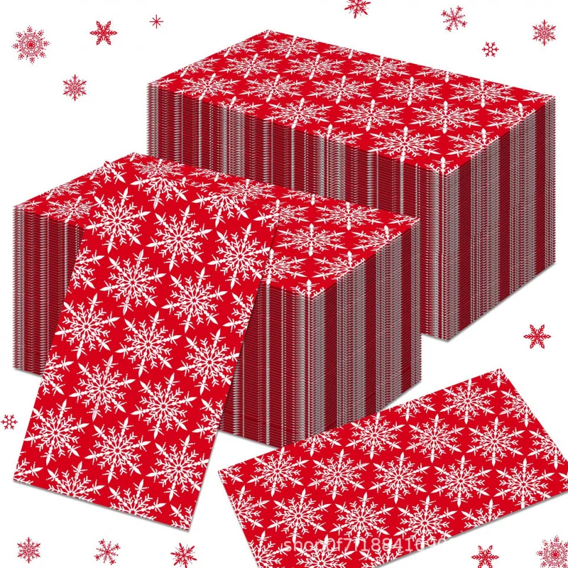 

MM298-CZJ Snowflake Red Christmas Long Tissue Party Tableware Party Disposable Tissue