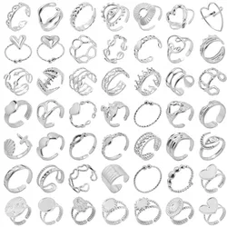 1pcs Crown Heart Shell Charm Ring Two/Three Layered Adjustable Stainless Steel Rings For Women Men Accessories Vintage Jewelry