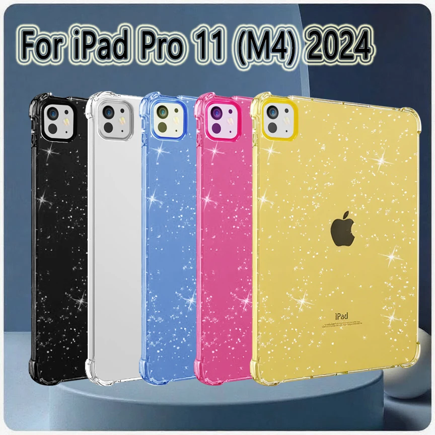 Glitter Case for iPad Pro 11 (M4) 2024 A2836 A2837 A3006 | Lightweight Soft TPU | Anti-Scratch Clear Tablet Cover