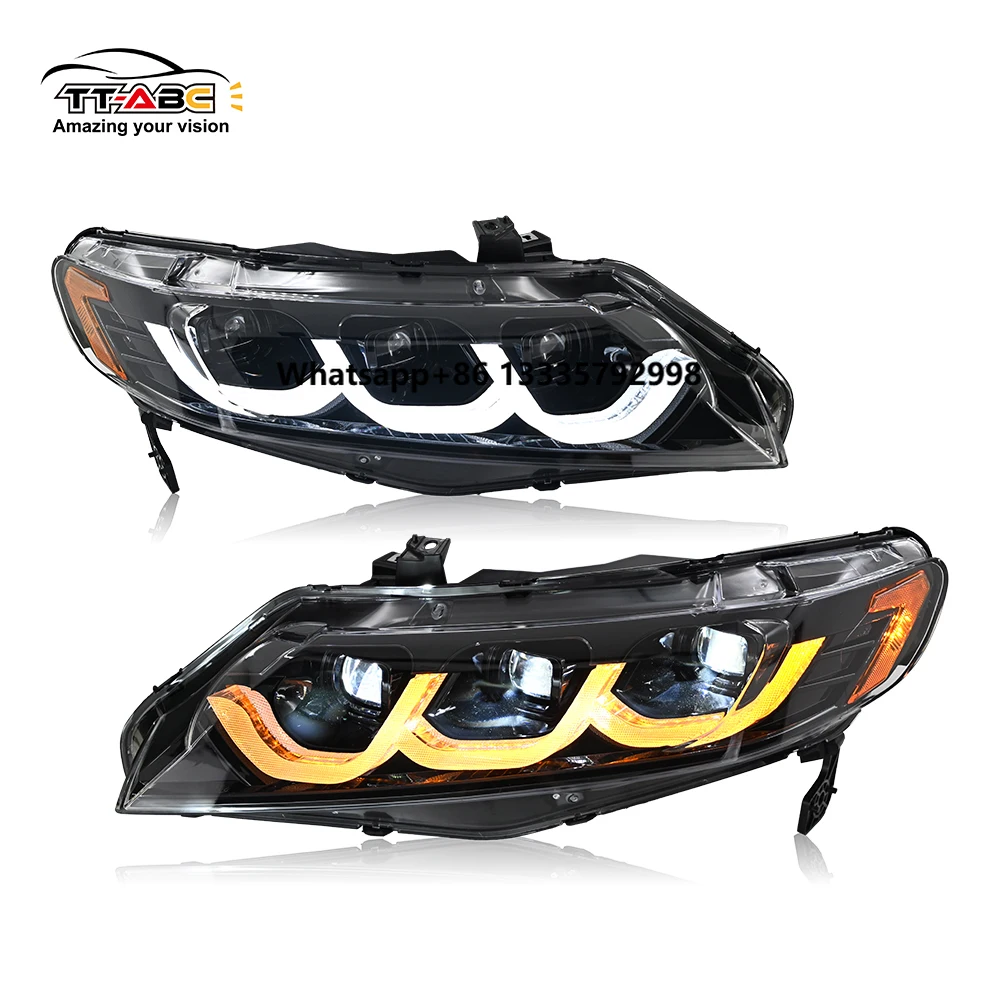 

TT-ABC Factory Wholesale New LED Headlights for 2006-2011 Honda Civic 4Dr 8Th Gen Sedan Animation Signal Headlight