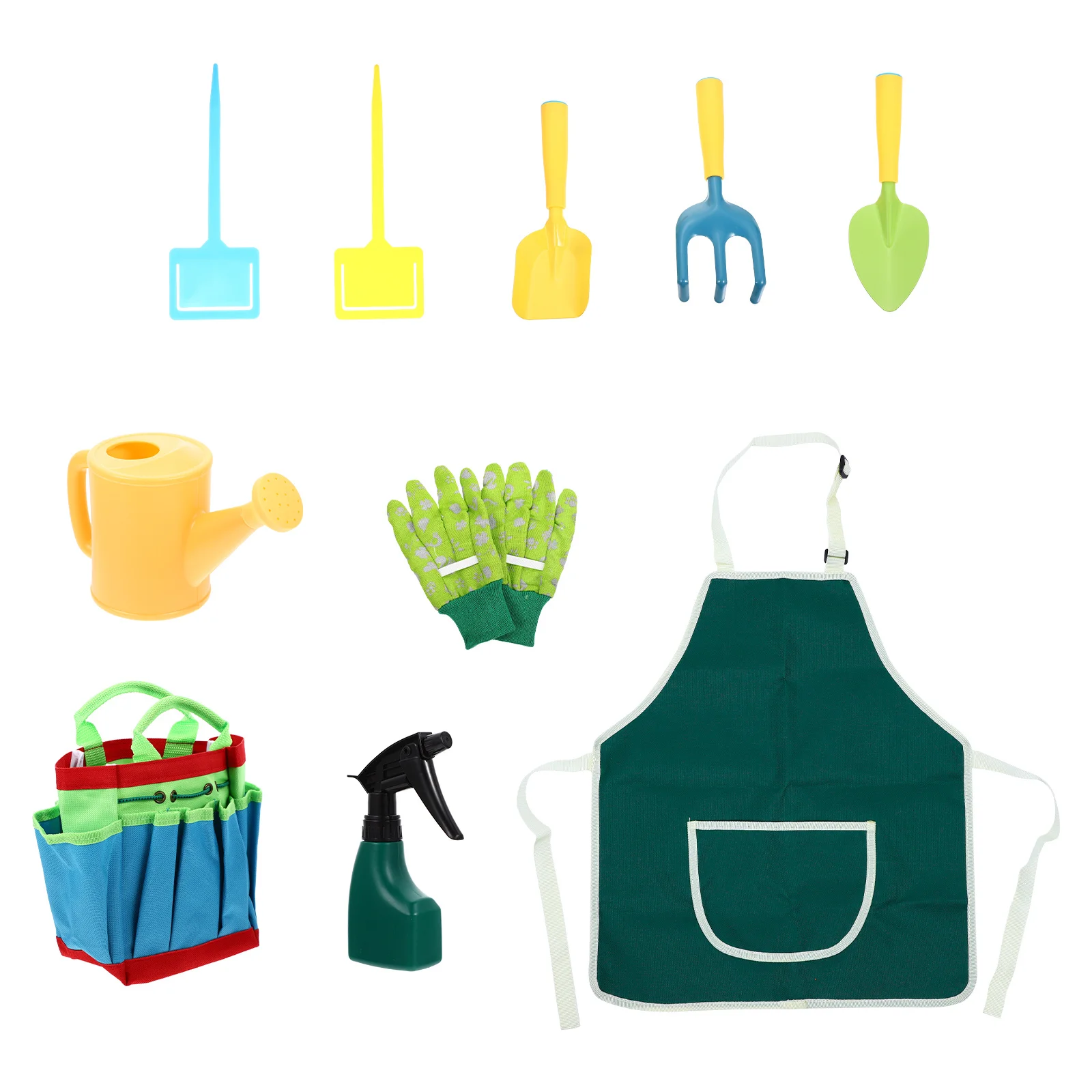 Juego de herramientas de jardinería para niños, incluye pala, regadera, rastrillo, bolsa, delantal, juego de simulación, plantación al aire libre, 1 Juego