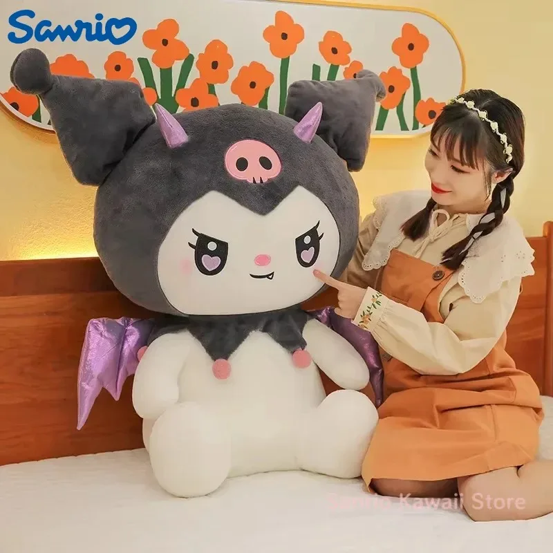 

40/50/60CM Big Size Sanrio Cute Demon Kuromi Plush Toy Angel My Melody Plushies Pillow Doll Stuffed Animal Home Decor Gift