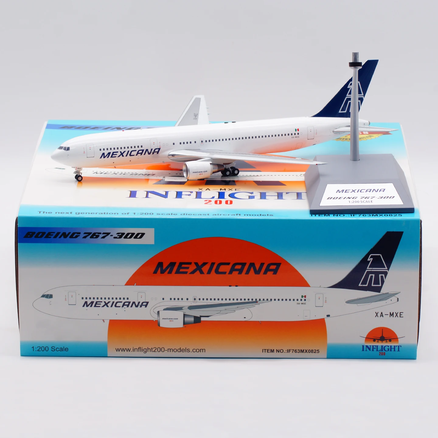 

IF763MX0825 Коллекционный самолет из сплава в подарок, INFLIGHT 1:200 Mexicana Airlines Boeing B767-300, литая под давлением модель самолета XA-MXE