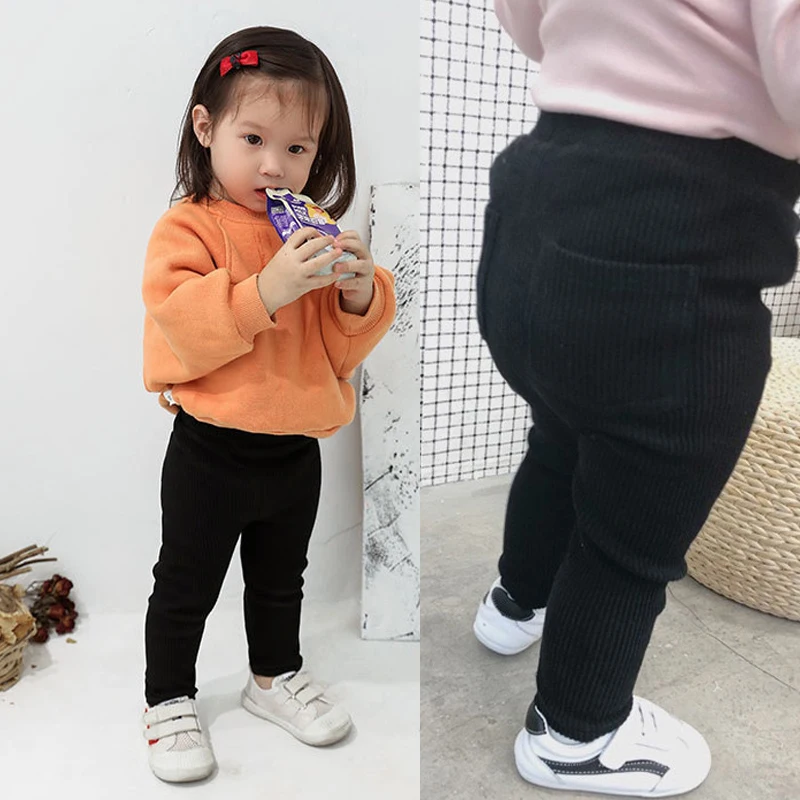 Spring Autumn Baby Pants Toddler Cotton Elastic Leggings Girls Tight Slim Trousers Children 0 to 1 2 4 5 6 8 Years Solid Legging