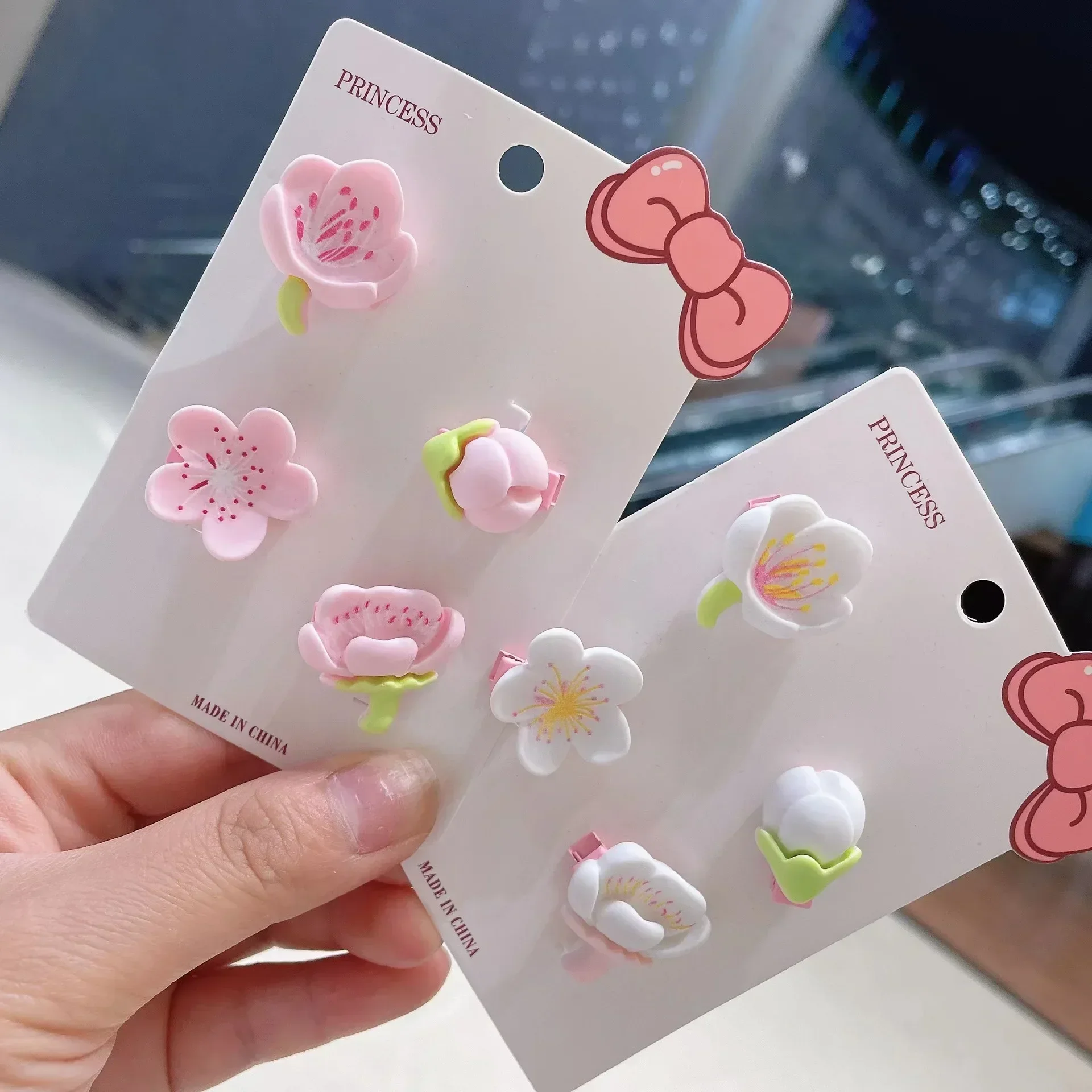 Hair Clips Pink Cherry Blossom Girl Cute Duck Mouth Clip Hairpin Hairpiece Female Hairdressing Tools Hair Snap Clips 헤어핀재료머리핀