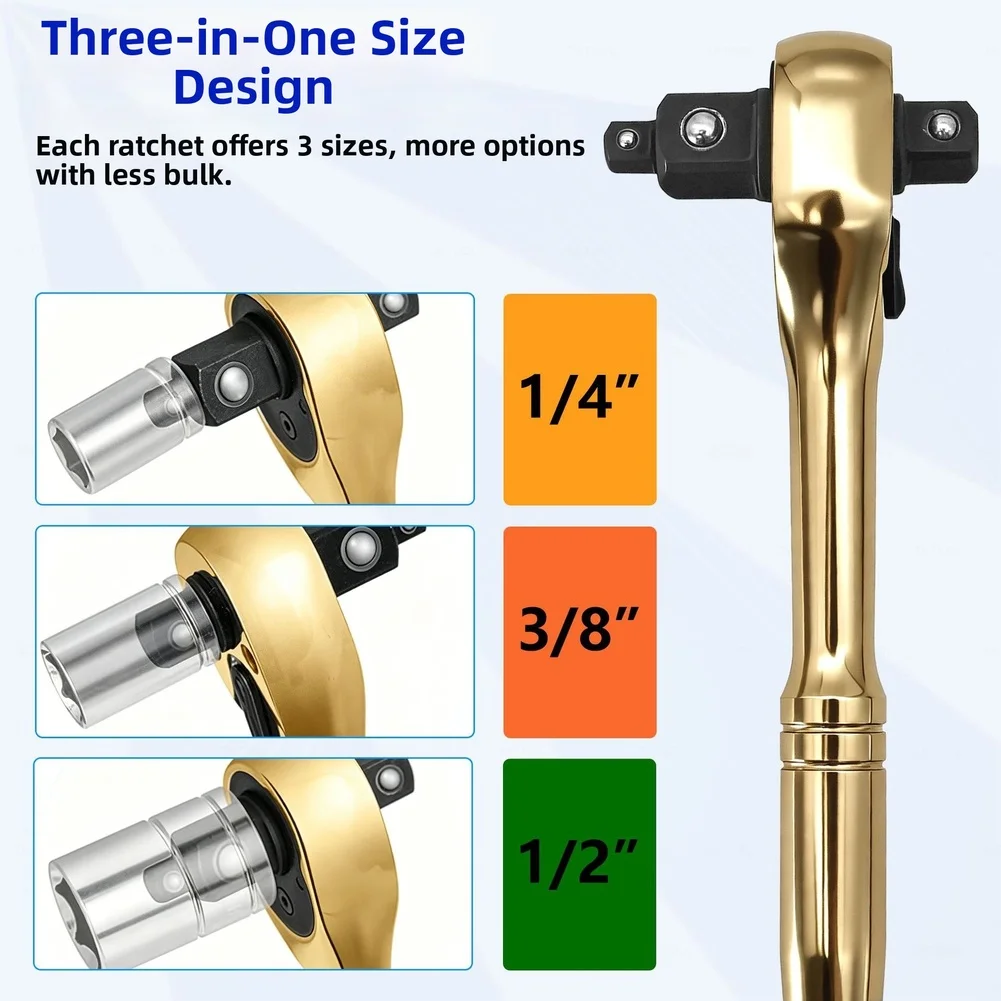 3 In 1 Ratchet Wrench 72-Tooth Reversible Double Headed Wrench For Vehicle Ratchet Wrench Repair Tool Accessories