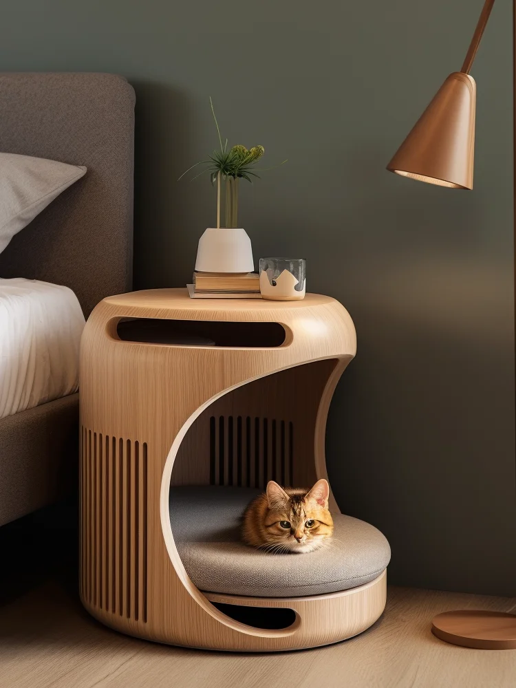 Cat kennel winter general coffee table bedside nightstand warm semi-closed cat house   human pet shared home