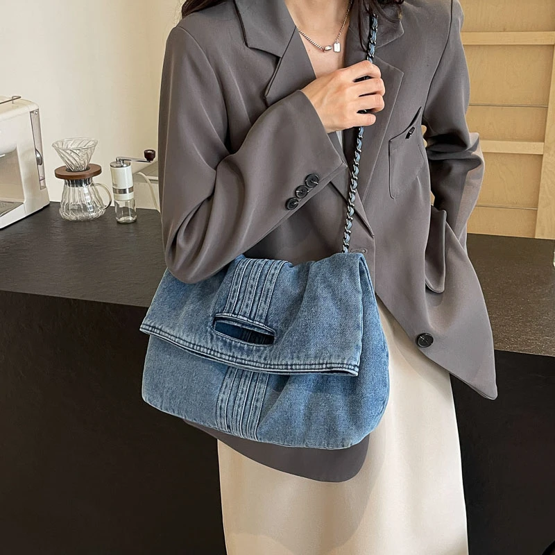 

Denim Crossbody Bags for Women 2024 New Trends Purses and Handbags Multi Pockets Shoulder Messenger Bag Big Capacity Totes