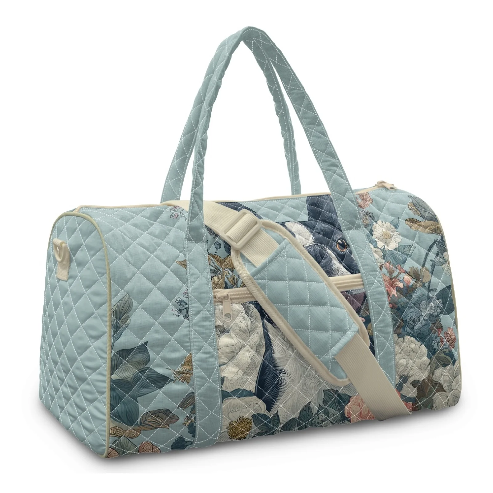 Coloranimal Vintage Floral New Trend Carry On Tote for Women Large Compartment Quilted Luggage Bag