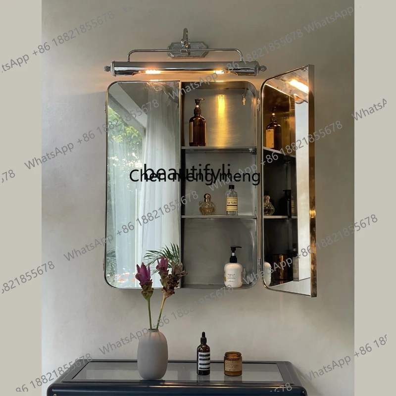 

Retro Hanging Mirror Nordic Wall Hanging Folding Mirror Cabinet Bathroom Entrance Home Dressing Mirror