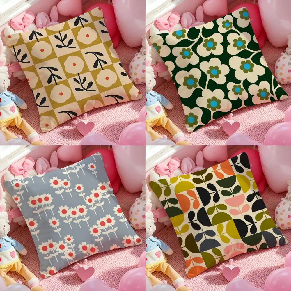 O-Orla Kiely Flower Cushion Cover Pattern Printed Pillowcase