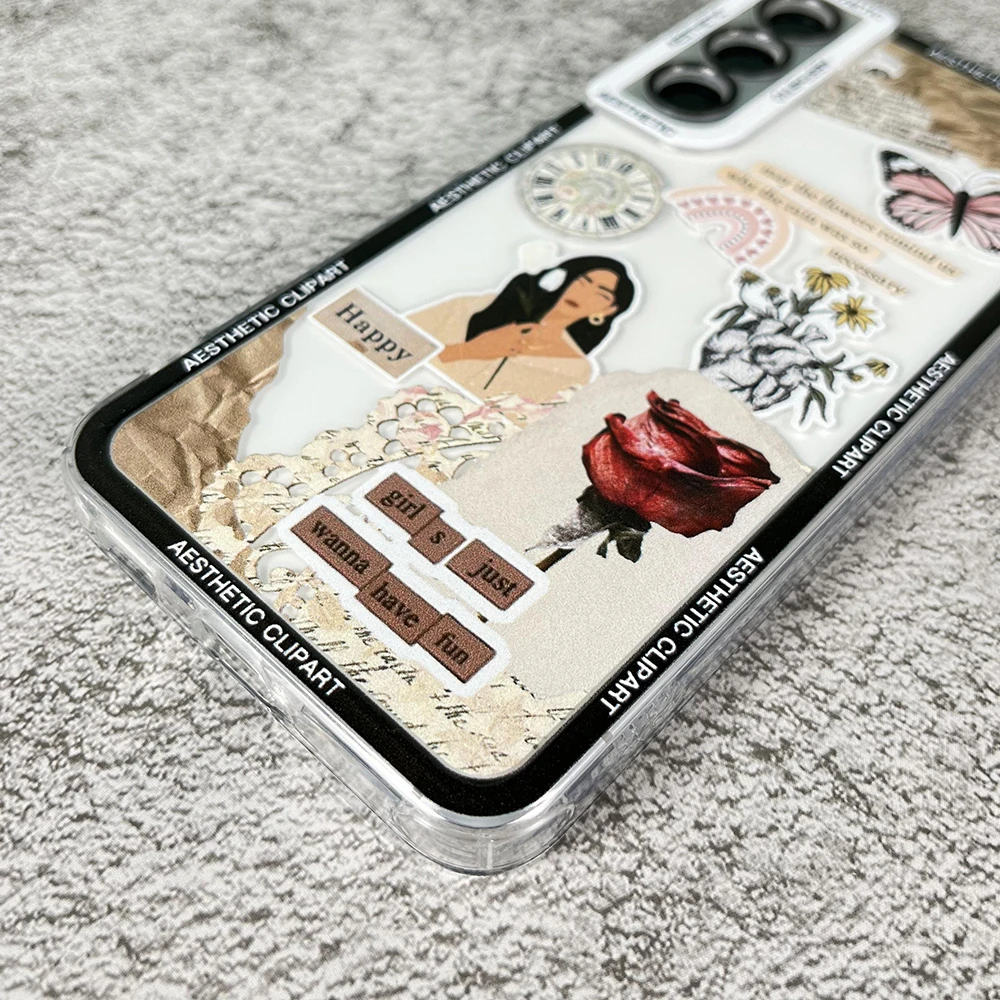 เคสสำหรับ Samsung Galaxy S24 S21 S20 S23 S22 PLUS FE เคสนิ่มพิเศษ clipart ความงาม