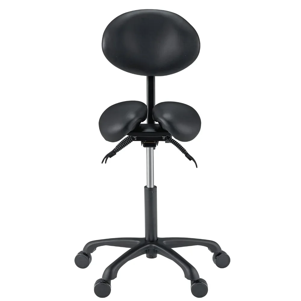 Master Massage Berkeley Ergonomic Split Seat Style Backrest Saddle Stool with Two Tilting Option in Black