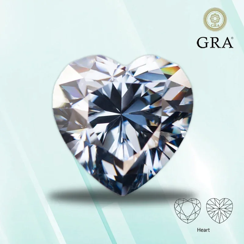 

Moissanite Stone Gray Color heart shape VVS1 for Pass Diamond Tester Top Charms Jewelry Making Materials with GRA Certificate