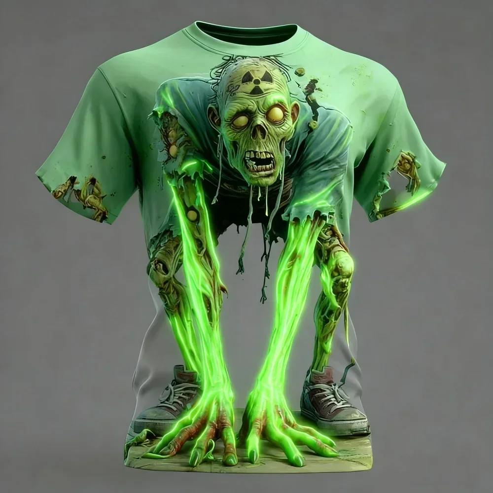 Halloween Kreatives Horror-Zombie-3D-Druck-T-Shirt für Männer und Frauen, modisches Street-Party-Casual-Familienfreundliches Kurzarm-T-Shirt – Detail 15