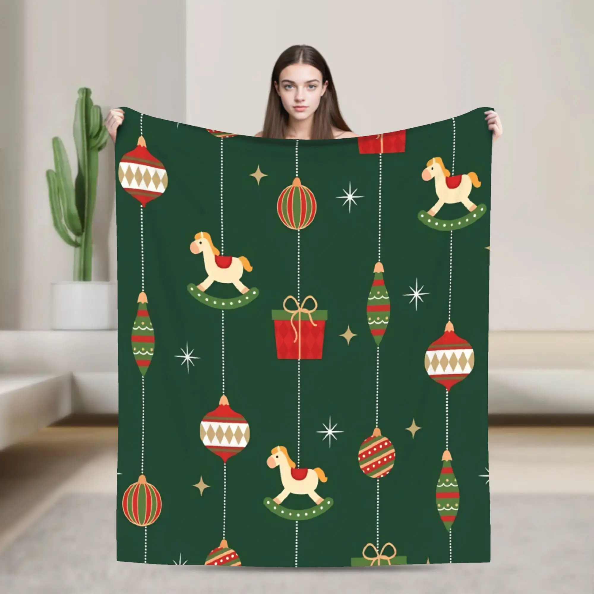 Christmas Xmas Cute Blankets Fleece Summer Air Conditioning Winter Holiday Multifunction Throw Blankets for Bed Plush Thin Quilt