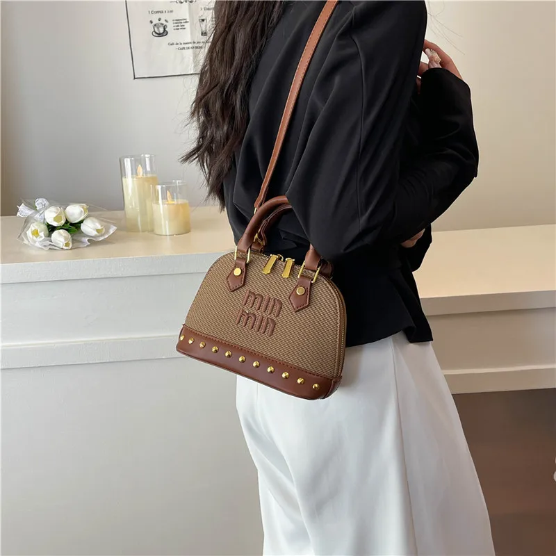 

2025 New Women's Luxury Studded Patchwork Shell Bag, Multi-Way Crossbody & Shoulder Purse, Stylish Casual Designer Handbag